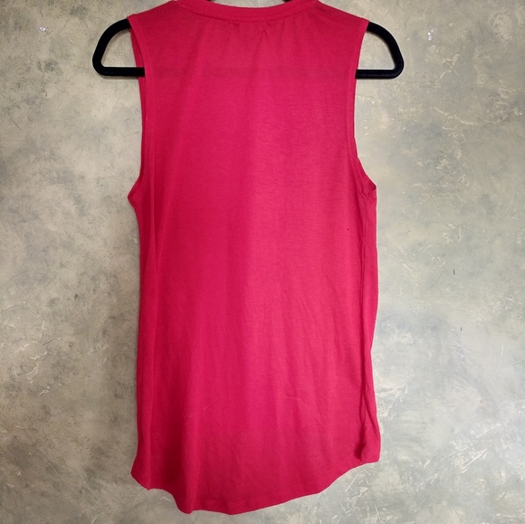 Studded Red Hi-Lo Sleeveless Top - Picture 2 of 4